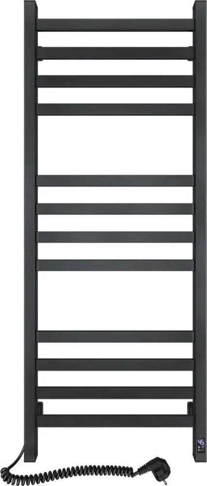 Стълбов радиатор за баня с термостат AVANGARD 227W 120x48 cm, черен, ляв