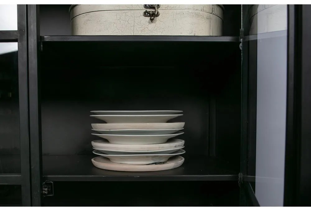 Черна метална витрина 99x170x44 cm Exhibit – WOOOD