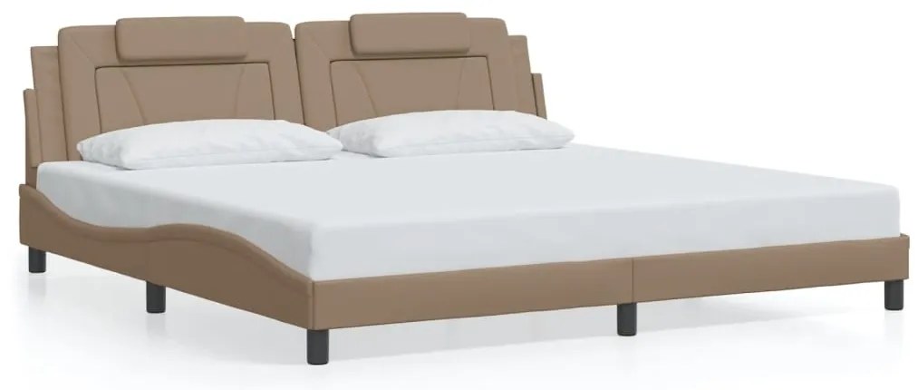 3208121 vidaXL Рамка за легло Viana без матрак, капучино, 200x200 см, изкуствена кожа
