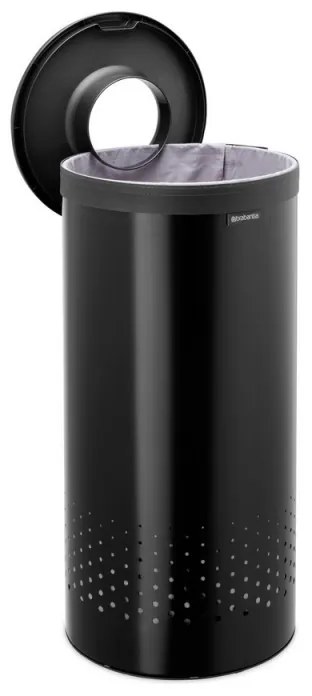 Кош за пране Brabantia 1008916, 35 л, Пластмасов капак, Пълнене без отваряне, Вентилационни отвори, Черен