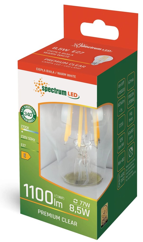 Крушка LED GLS E-27  8,5W WOJ+14595