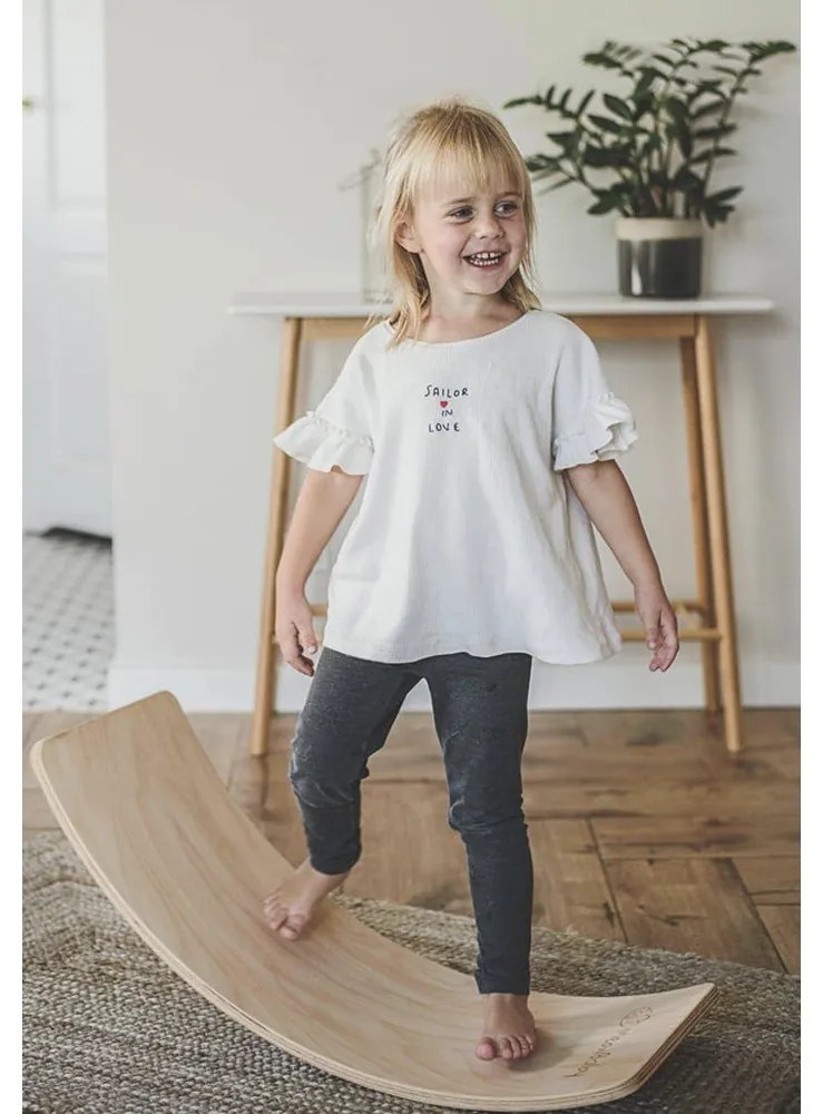 Балансираща дъска от масивен бор в естествен цвят 80x30x18 cm Montessori – Meowbaby