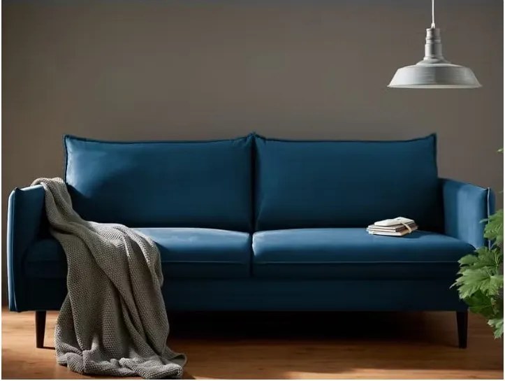 Тъмносин кадифен диван 203 cm Juli – Ropez