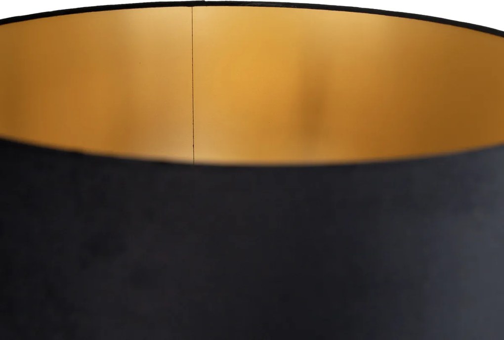 Подова лампа златиста с черен абажур и златист интериор 50 см - Linden