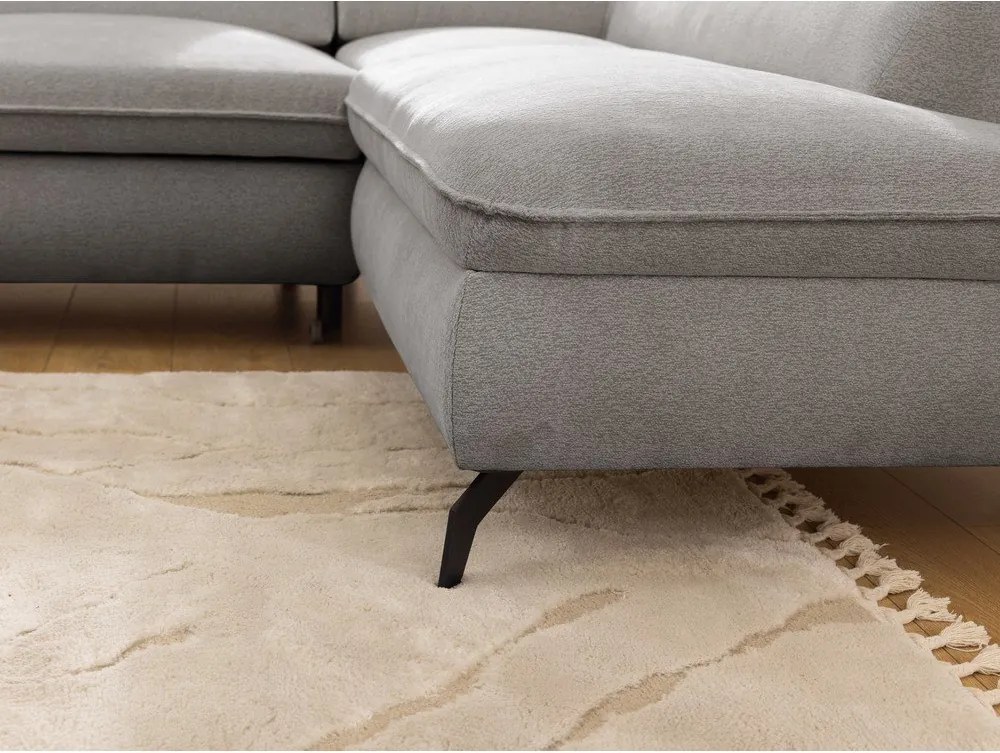 Светлосив шенилов ъглов диван (десен ъгъл L форма) Marbeya – Ropez