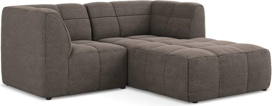 Кафяв ъглов диван от прежда с примки от букле (десен ъгъл) Aloha – Makamii