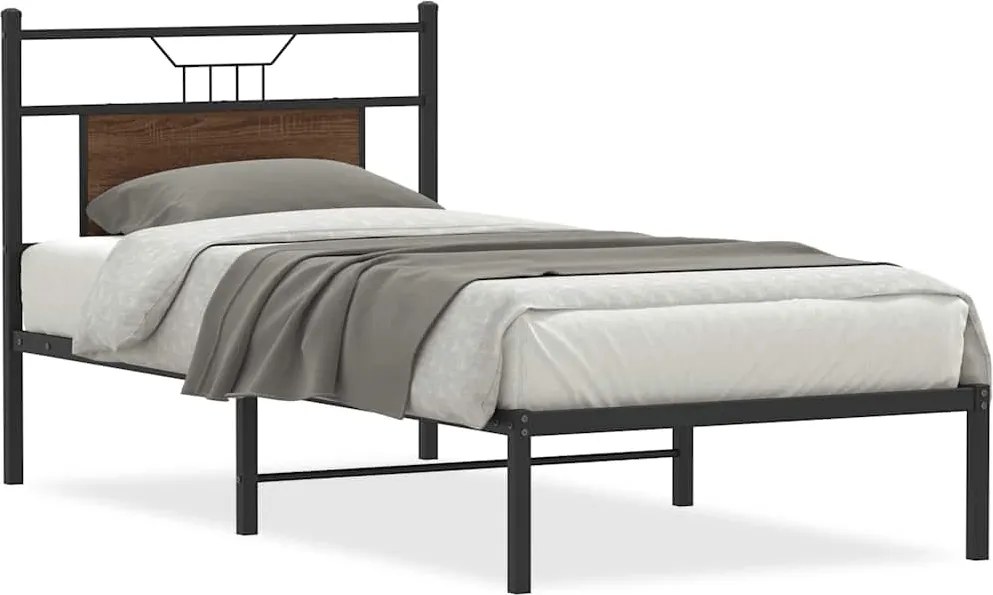 4106831 vidaXL Рамка за легло без матрак кафяв дъб 75x190 см инженерно дърво