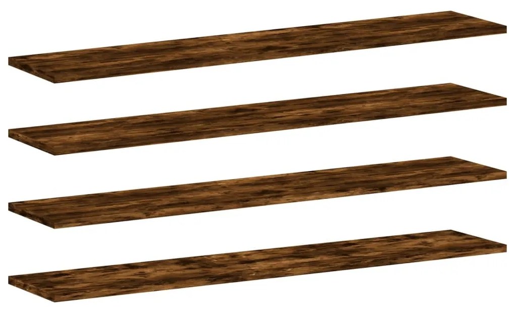 838291 vidaXL Стенни рафтове 4 бр опушен дъб 100x20x1,5 см инженерно дърво