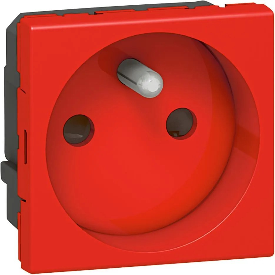 Legrand Контакт ФРЕНСКИ стандарт винтови клеми 2 мод. цвят червен Mosaic  - 077118