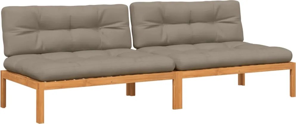 3209485 vidaXL Външни палетни средни дивани с възглавници 2 части акация масив