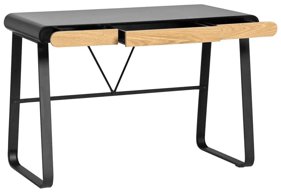 Черна работна маса с 3 чекмеджета Astrid - Marckeric