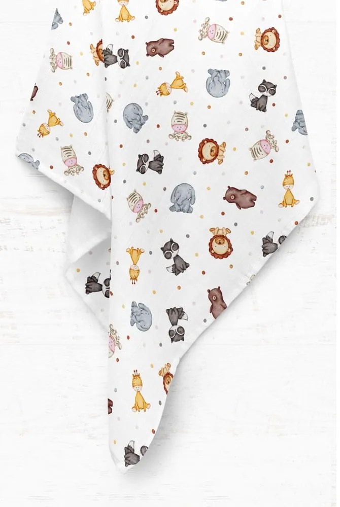 Бяло муселиново бебешко одеяло 75x100 cm Zoo – Mijolnir