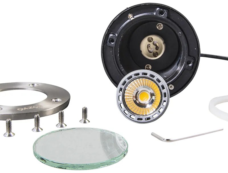 Комплект от 6 модерни наземни прожектори от неръждаема стомана - Basic Round