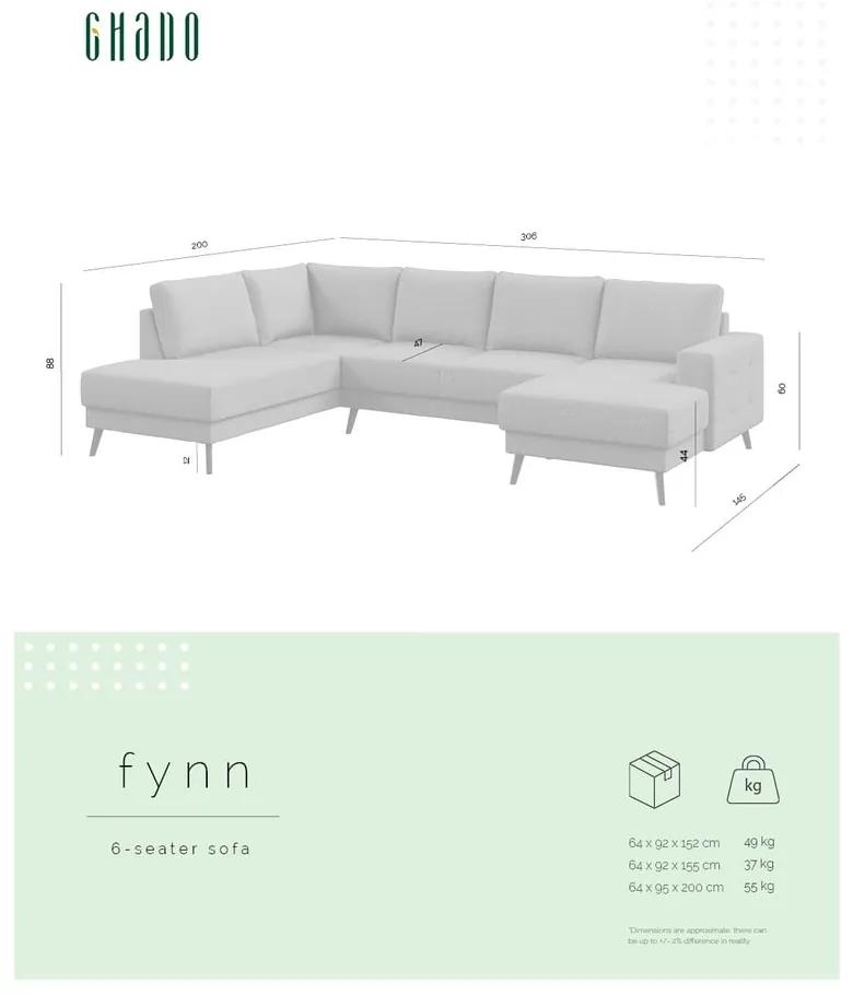 Сив ъглов диван (десен ъгъл) Fynn - Ghado