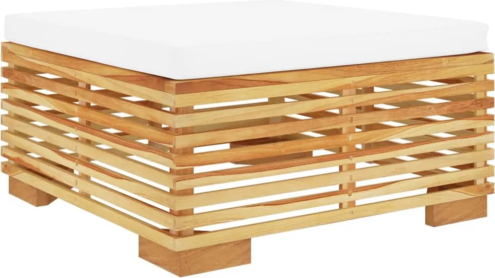 319158 vidaXL Градинска табуретка с кремава възглавница, тиково дърво масив