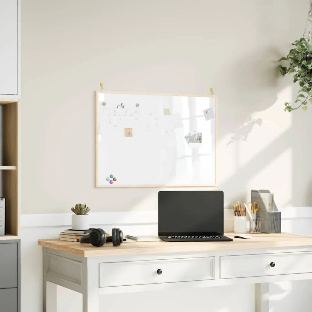 4017406 vidaXL Магнитна бяла дъска с рамка от масивна борова дървесина 80x55 см