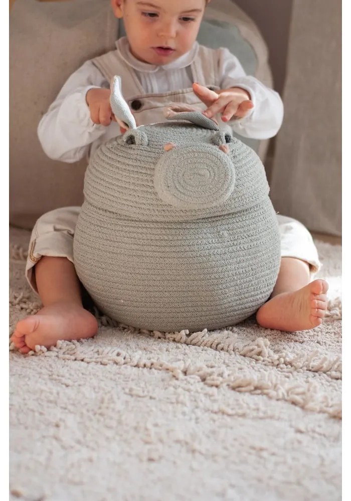 Светлосива текстилна детска кошница за играчки ø 25x30 cm Henry the Hippo – Lorena Canals