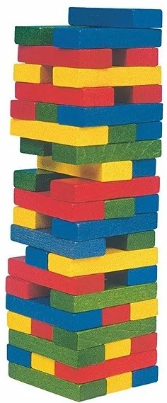 Woody - Балансна кула Дженга - Цветна със зарче