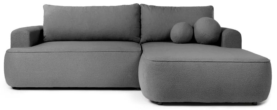Сив разтегателен ъглов диван от букле (десен ъгъл) Quinoa – Bonami Selection