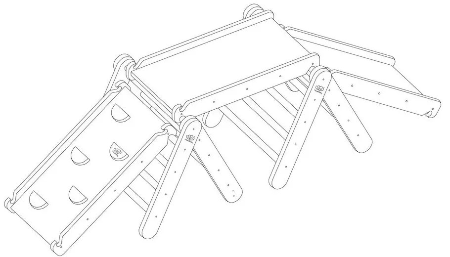 Сив/естествен пиклер триъгълник от масивен бор 265x61x60 cm Montessori – Meowbaby