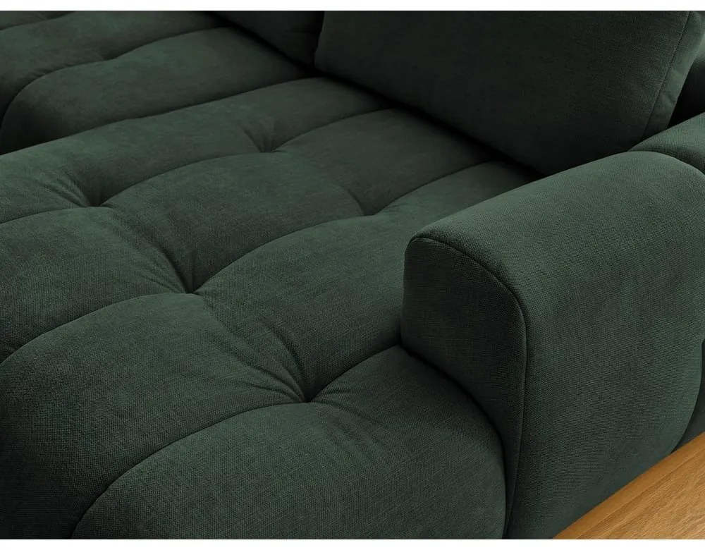 Зелен сгъваем/с място за съхранение ъглов диван (ляв ъгъл/U форма) Fuji – Bobochic Paris