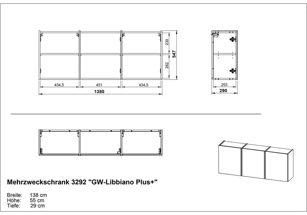 Кремав шкаф за коридор 138x55x29 cm Libbiano – Germania