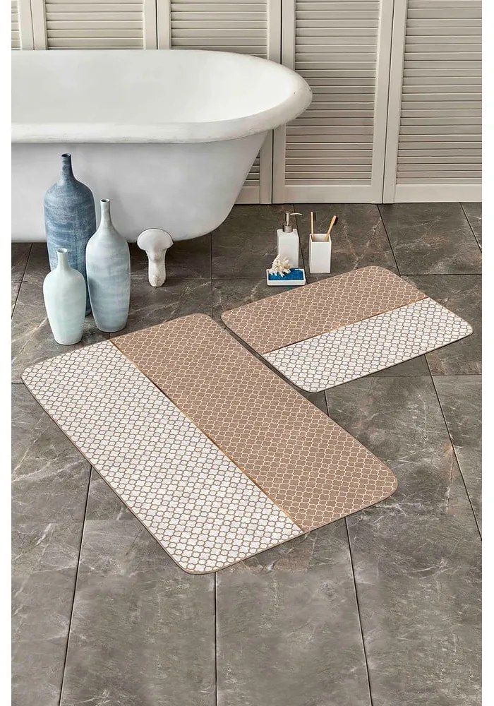 Бежови килими за баня в комплект 2 бр. 60x100 cm – Mila Home
