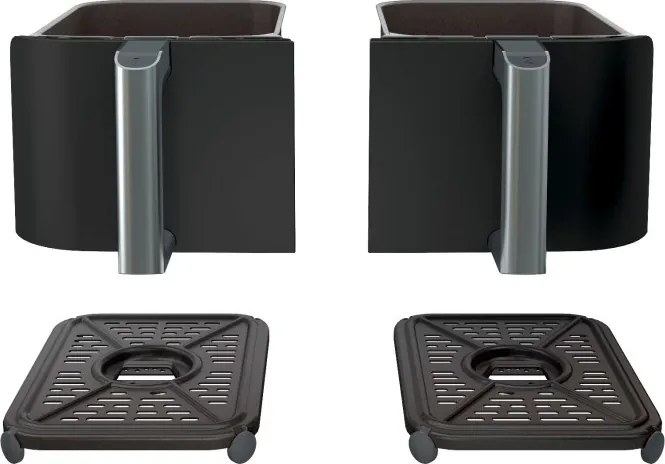 Двоен фритюрник с горещ въздух Ninja Foodi Dual Zone AF200EU, 2400W, Независими зони за готвене, 7.6 л, 4 програми, 100-240°C, Max Crisp, Sync, Черен