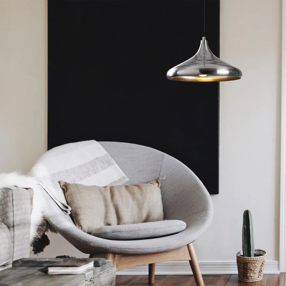 Висящо осветително тяло сребристо с метален абажур ø 35 cm Berceste – Opviq lights