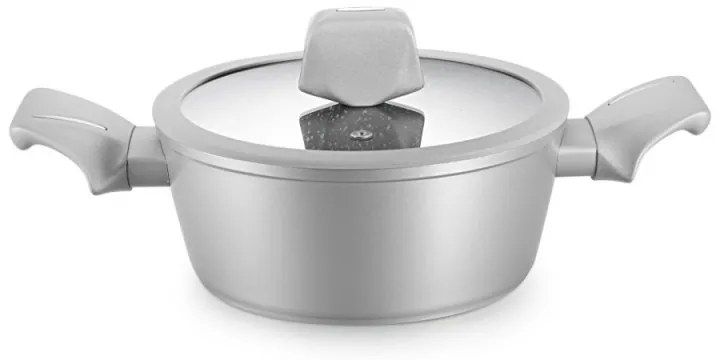 Комплект тенджери и тигани Royalty Line T010-Silver, 10 части, Мраморно покритие, Индукция, Сребрист