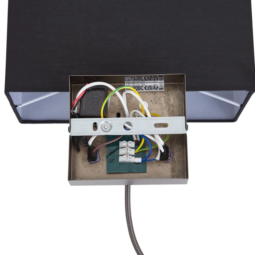 Модерна стенна лампа Gunmetal с черен абажур и рамо за четене, включително LED - Bergamo