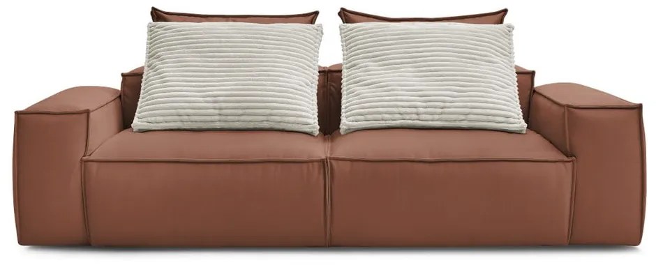 Тъмнокафяв диван от изкуствена кожа 260 cm Boheme – Bobochic Paris