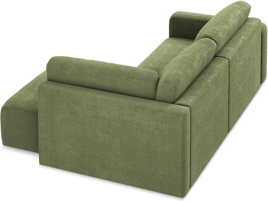 Зелен шенилов сгъваем/с място за съхранение ъглов диван (десен ъгъл/L форма) Kona – Makamii