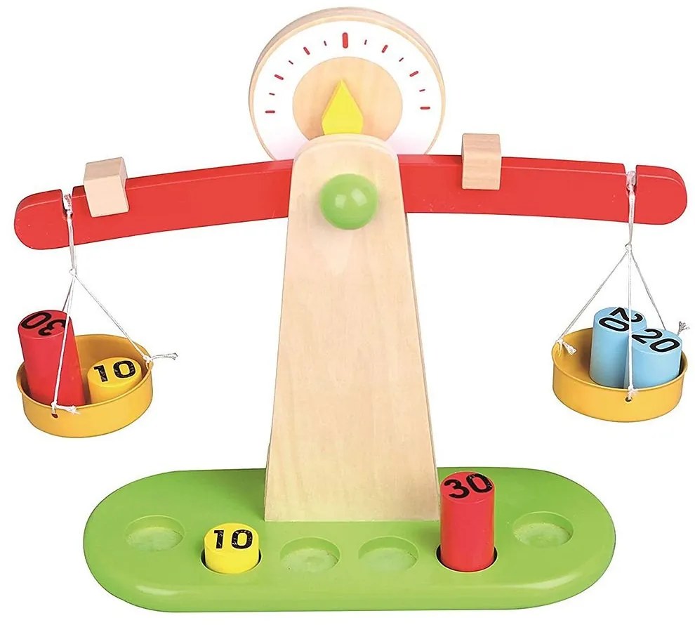 Lelin Toys - Детска дървена везна с теглилки