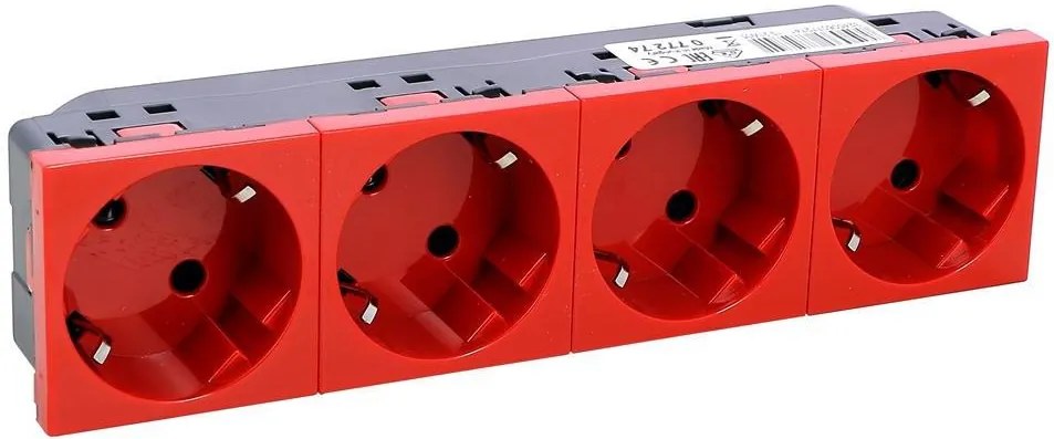 Legrand Контакт ШУКО ЧЕТВОРЕН 45° 16A 8 мод. цвят червен Mosaic  - 077274