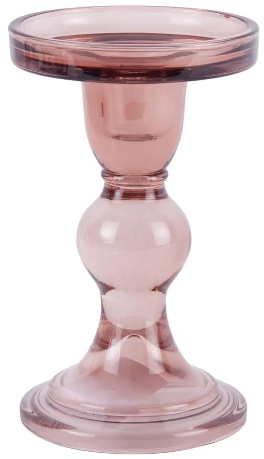 Розов стъклен свещник Изкуство - PT LIVING