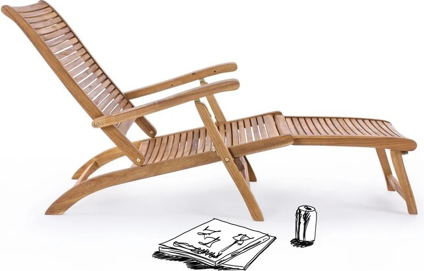 Градински шезлонг от масивно дърво в естествен цвят Noemi – Bizzotto