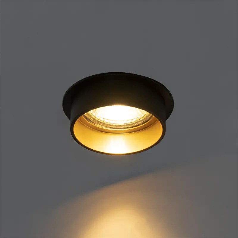 Комплект от 6 модерни вградени спота черни със златист интериор - Insta
