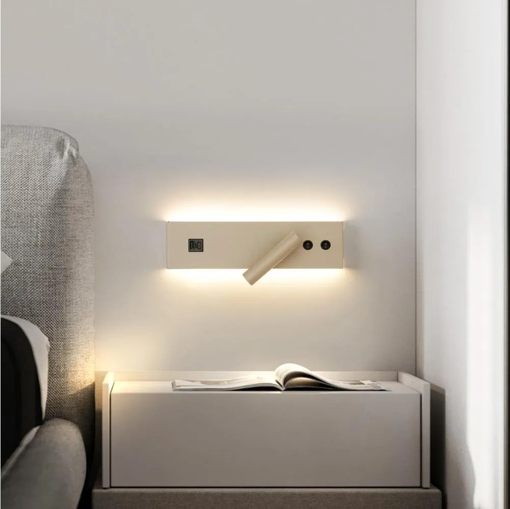 Brilagi-LED Настенно спот осветително тяло NOCTIS с USB порт LED/3W/230V+LED/9W бежово