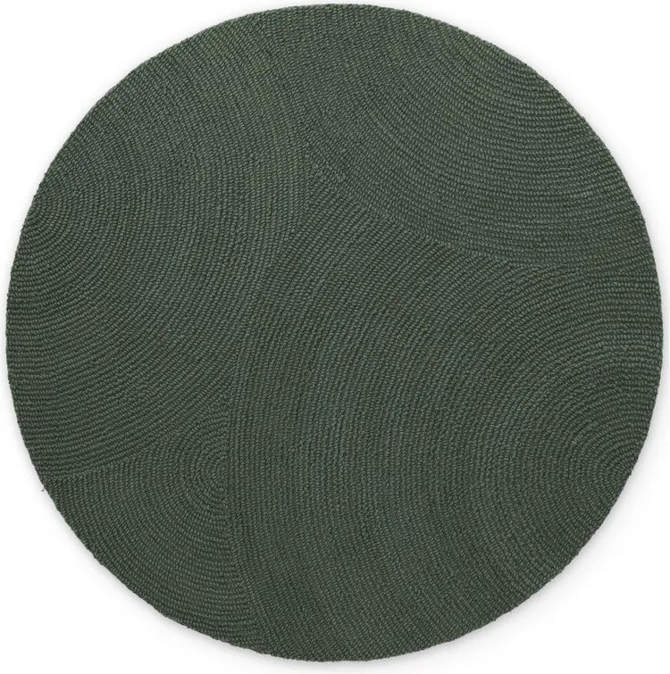 Тъмнозелен ръчно изработен вълнен кръгъл килим ø 120 cm Calmio – Hanse Home