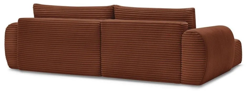 Разтегателен ъглов диван от рипсено кадифе в тухлен цвят (ляв ъгъл) Lucien – Bobochic Paris