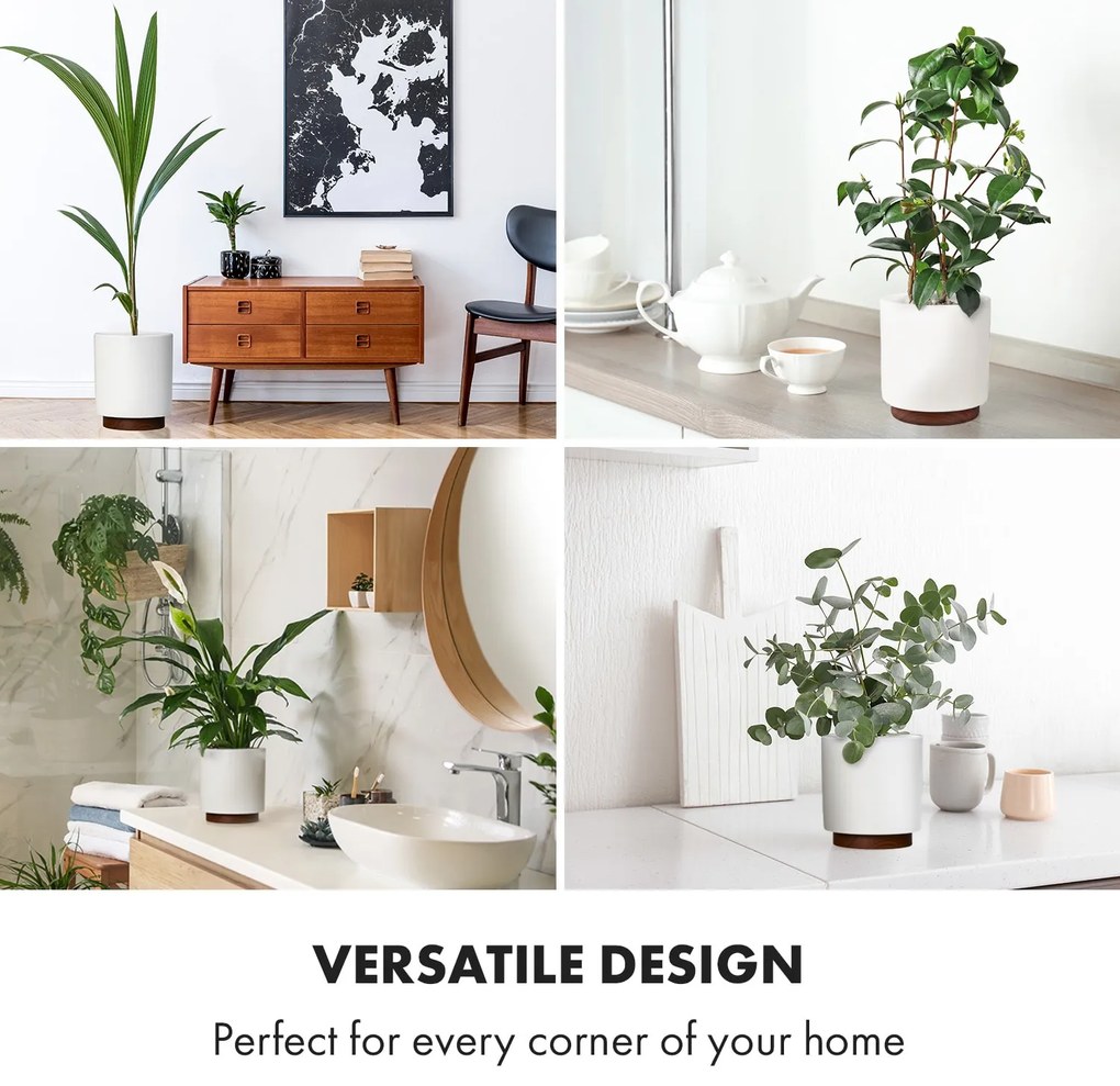 Fox & Fern Enspijk, саксии за цветя, орехово дърво, Polystone, ръчна изработка, 2 размера