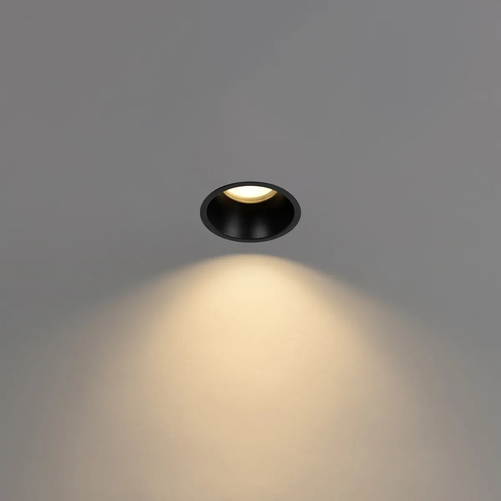 Комплект от 6 черни вградени прожектора GU10 70mm IP44 - Dept