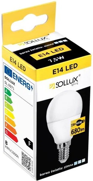 Неутрална бяла LED крушка E14, 7,5 W – Sollux