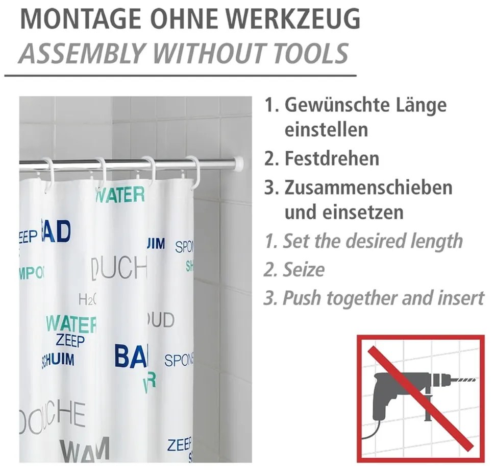 Прът за душ завеса в сребрист цвят 110 - 185 cm – Wenko