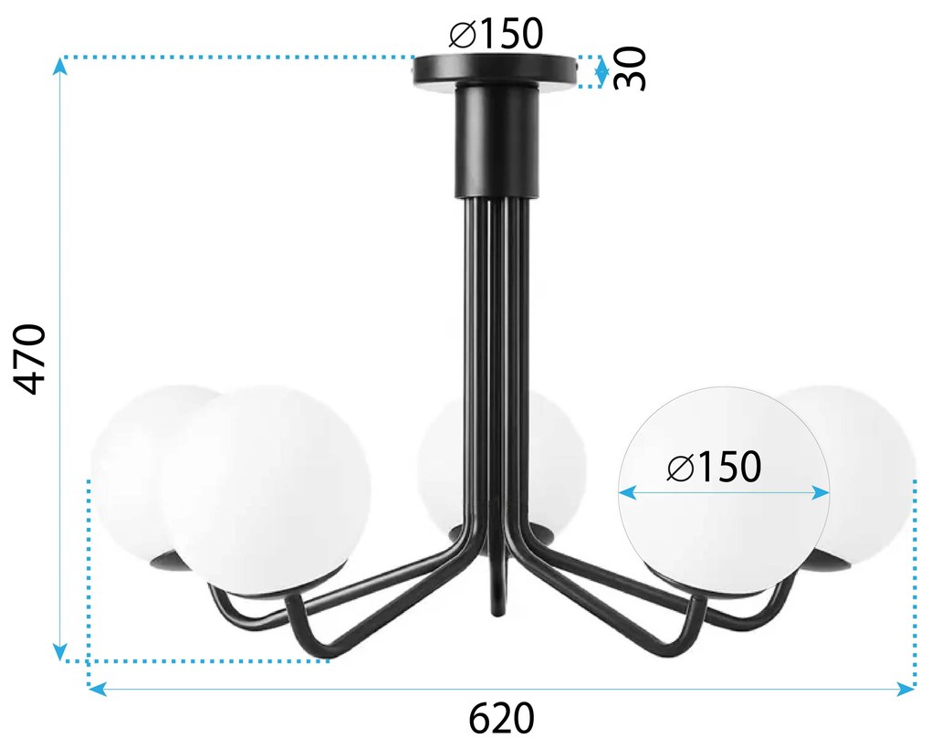 LAMPA WISZĄCA SUFITOWA CZARNA APP1578-5C