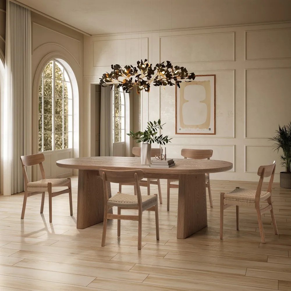 Трапезни столове в комплект 2 бр. от масивно каучуково дърво в естествен цвят Biel – MOME