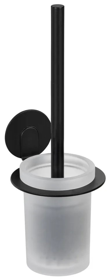 Матово черна самозалепваща стъклена четка за тоалетна Bivio – Wenko