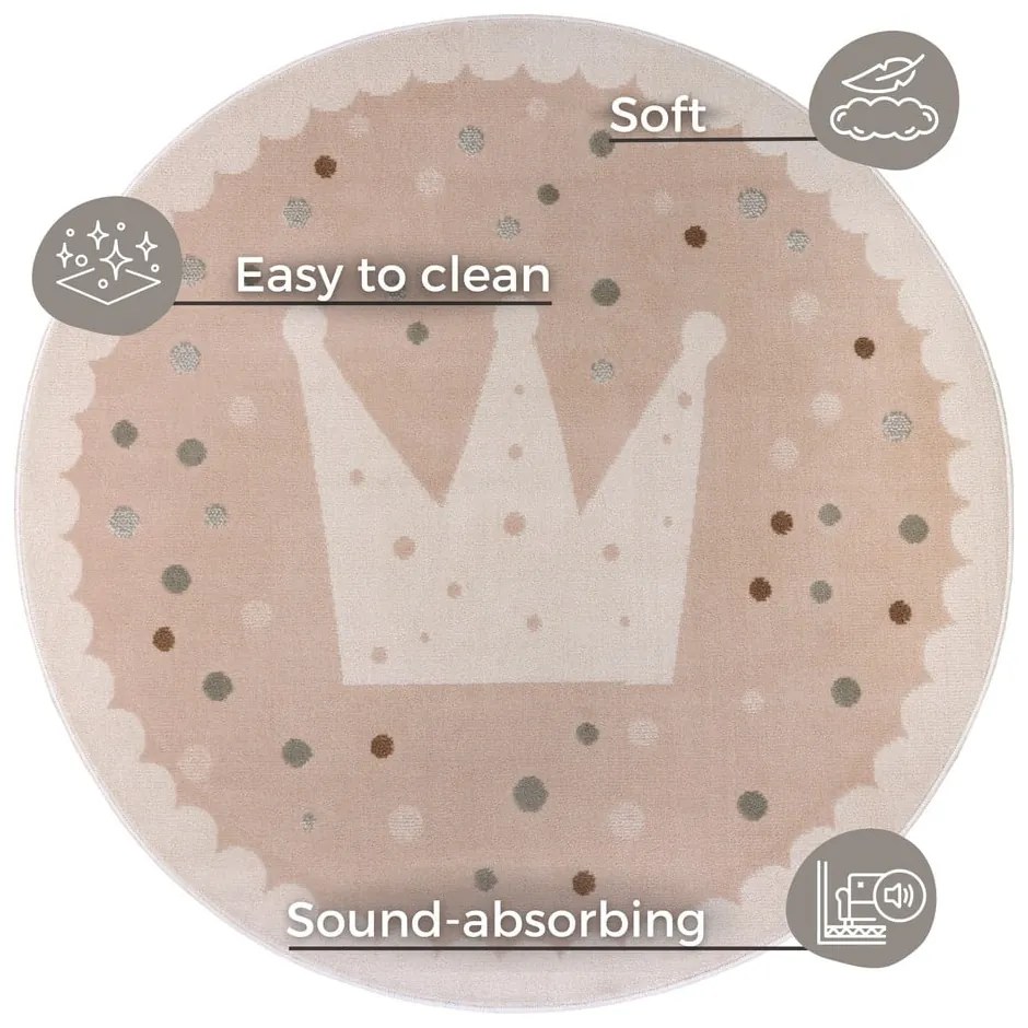 Бежов детски килим ø 140 cm Crown - Hanse Home