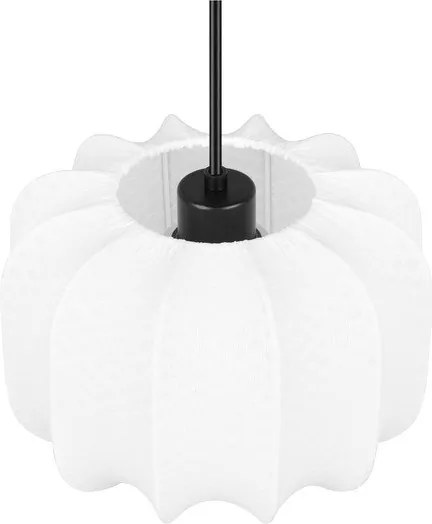 Бяло метално висящо осветително тяло с текстилен абажур ø 25 cm Madleine – Reality